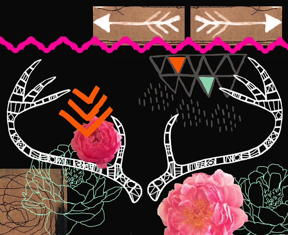 Tribal Antlers 11 x 14 Digital Print