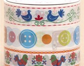 Set of 3 Kawaii Japanese Diy Deco Tape - bids and buttons