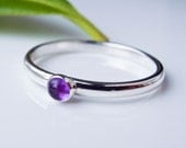 Amethyst Stacking Ring - Sterling Silver - Custom made in your size