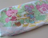 Vintage Strawberry Shortcake Twin Size Flat Bed Sheet Linens 1980s