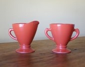 Vintage Hazel Atlas Ovide Cream and Sugar Set