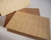 Herringbone Note Cards - Kraft Stationery Set, White Kraft Rustic Herringbone Card Set, Designer Thank You Cards