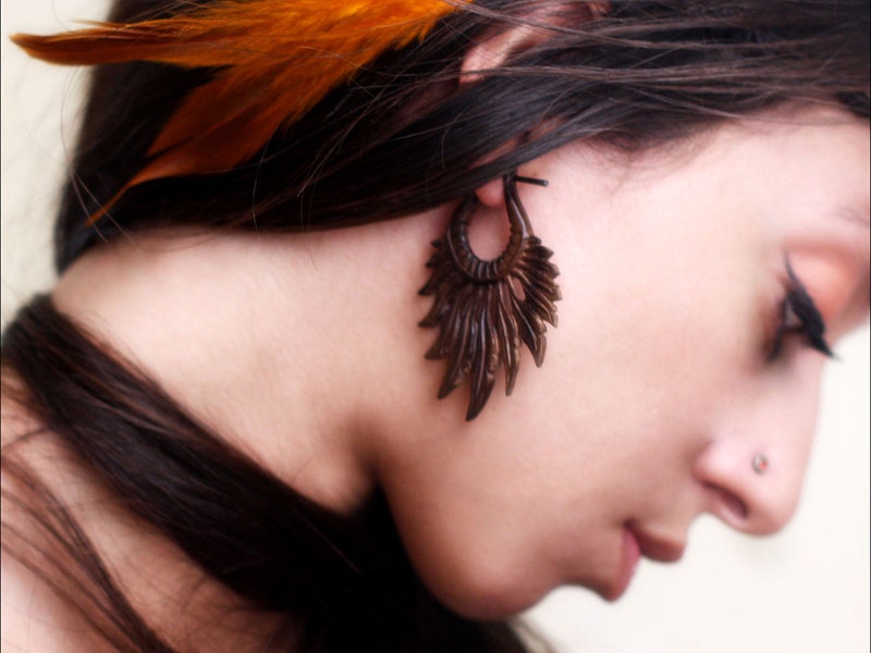 Wood Post Earrings- Inikawa Feathers