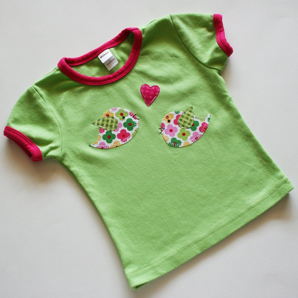 Appliqued Tee in Lovebirds, Sizes 2T-6