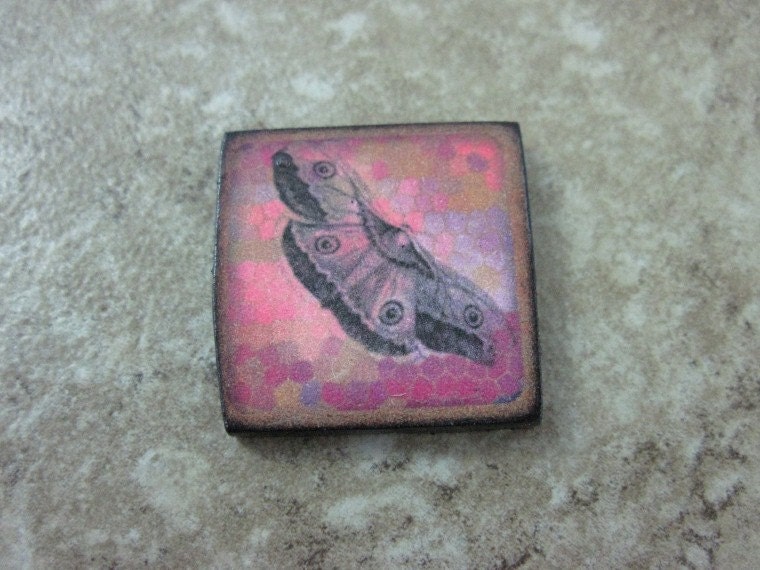 BUTTERFLY  Charm Pendant 1X1 Custom Drilled Ephemera Tile