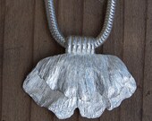 art deco silver necklace, floating ginkgo leaves, made in america