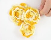 Crochet Irish roses set of 3 bobby pins variegated yellow crochet hair accessory bride bridesmaid rustic wedding curationnation tagt team
