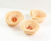 Hair clip felt rose set of 3 pastel peach hair accessory bride bridesmaid rustic wedding girls curationnation tagt team
