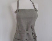 Full Woman Linen Apron-Rustic, Grommets, Rivets, Utility, Cook, Crafter-New Style