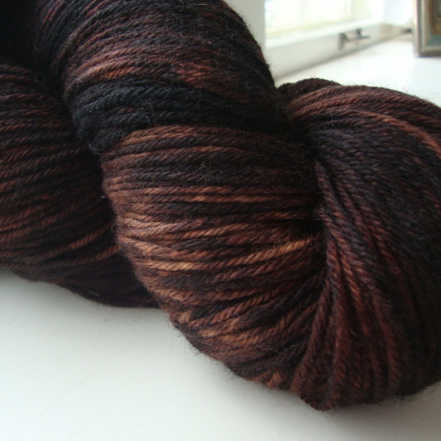 BFL DK yarn, hand dyed brown yarn, Otter