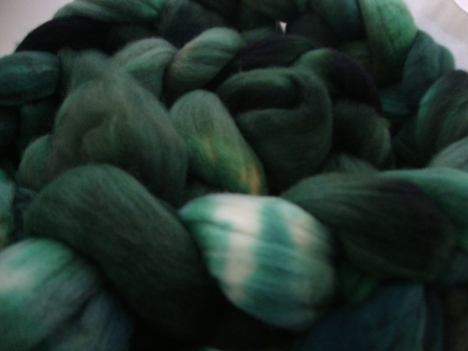 Merino roving, green, hand dyed, merino top, January Phat Fiber