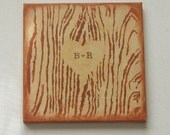 NEW Sepia acrylic painting faux bois custom personalized wedding or valentine's painting on canvas 8x8 inches square wall art