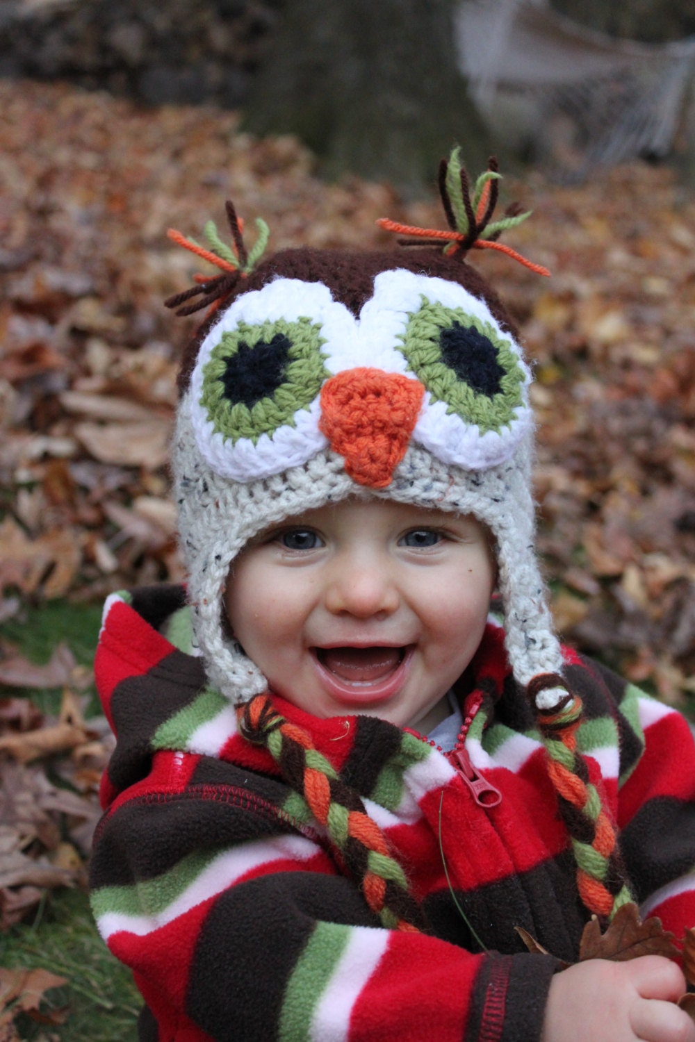 Crochet PATTERN - Owl Ear Flap Hat -  Instant download