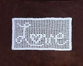 Love Heart Filet Crochet Lace Doily, New Home Decor, Thread Art, Suitable for Framing, Handmade by NutmegCottage
