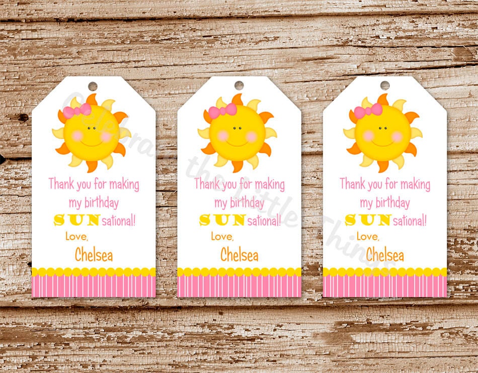 SET of 20 "You Are My Sunshine" MINI Favor Tags, Hang Tags  :  Personalized, Sun