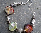 Dichroic Glass, Sterling and Crystal Beads with Hand Made Clasp
