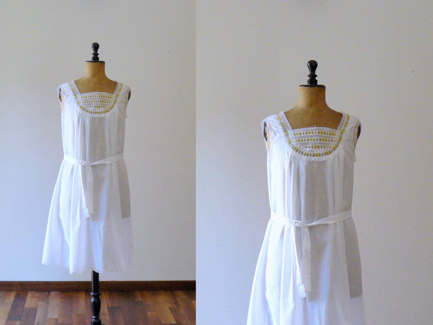 Vintage 1960s deadstock nightie. white lace cotton night dress. lingerie
