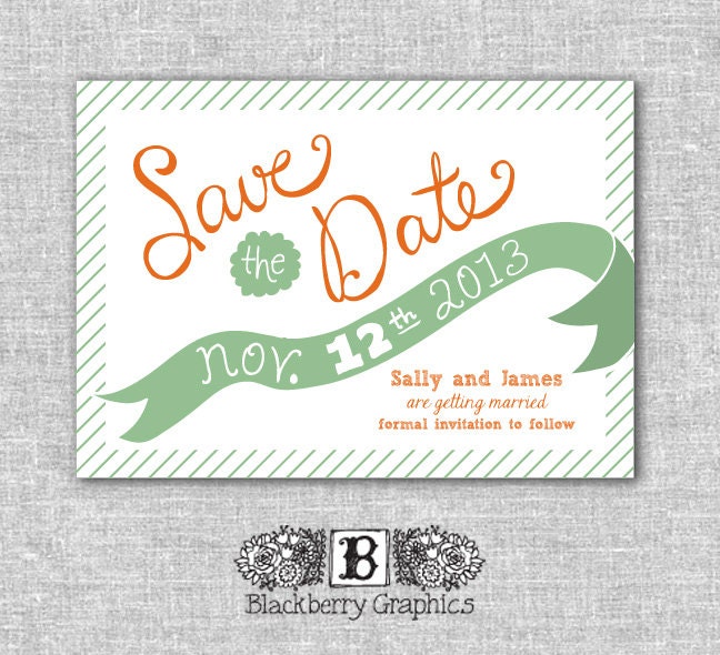 DIY you print, stripes and banner save the date - sally design