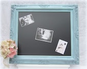 WEDDING DECOR IDEAS Wedding Menu Board Vintage Wedding Framed Chalkboard  31"x 27" Distressed Teal Blue New Home Gift Restaurant Menu Board