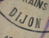 Burlap GRAIN SACK Flour Bag French rustic and authentic for upholstery or pillow cover 2 Printed Panels 1929