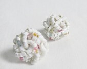 20% OFF SALE Vintage 1960's White Pastel Beaded Earring Set