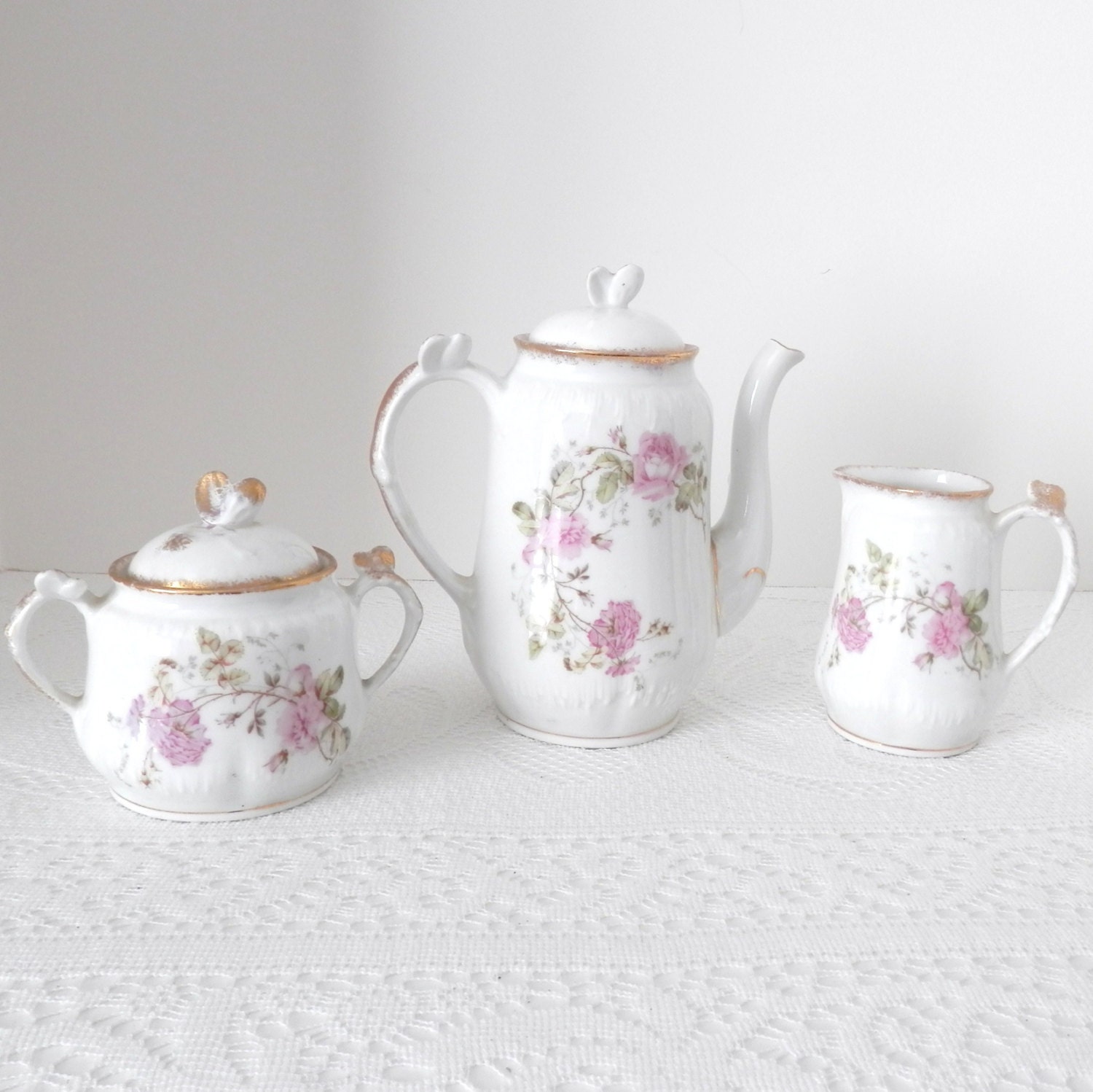 Vintage German Tea Set KPM German Made Tea Pot and Cream and Sugar
