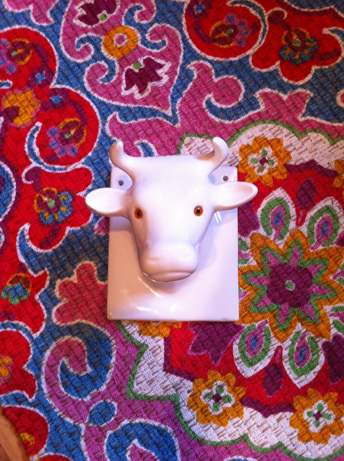 Ceramic Cow Head Towel / Apron Holder 1980s