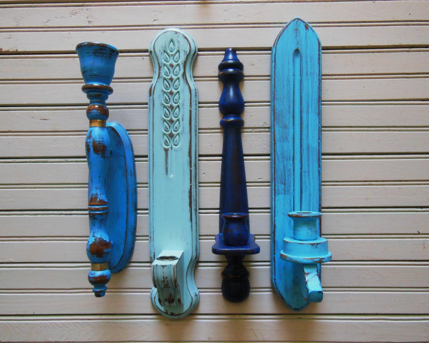 Seaside Shore Distressed Wood Candle Holder Sconces