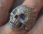 SALE......Large sugar skull ring in sterling silver - Billyrebs