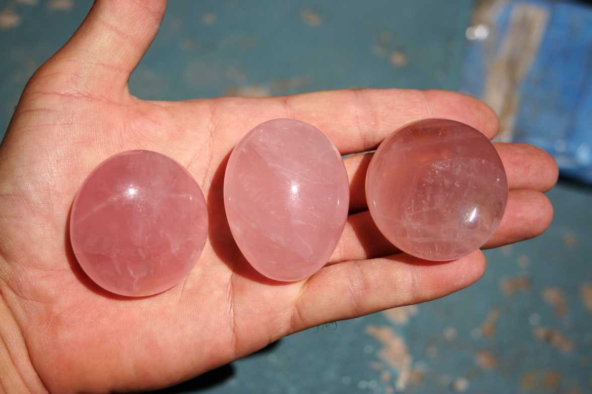 Rose Quartz  Palm Stone Medium Size Heart Chakra Crystal