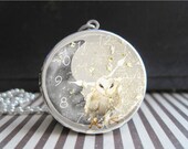 Owl Locket Man in the Moon Pendant Fairy Dust Necklace Silver Fine Art Photo Picture Jewelry Designs by Ever & Anon Fantasy Gifts for Girls