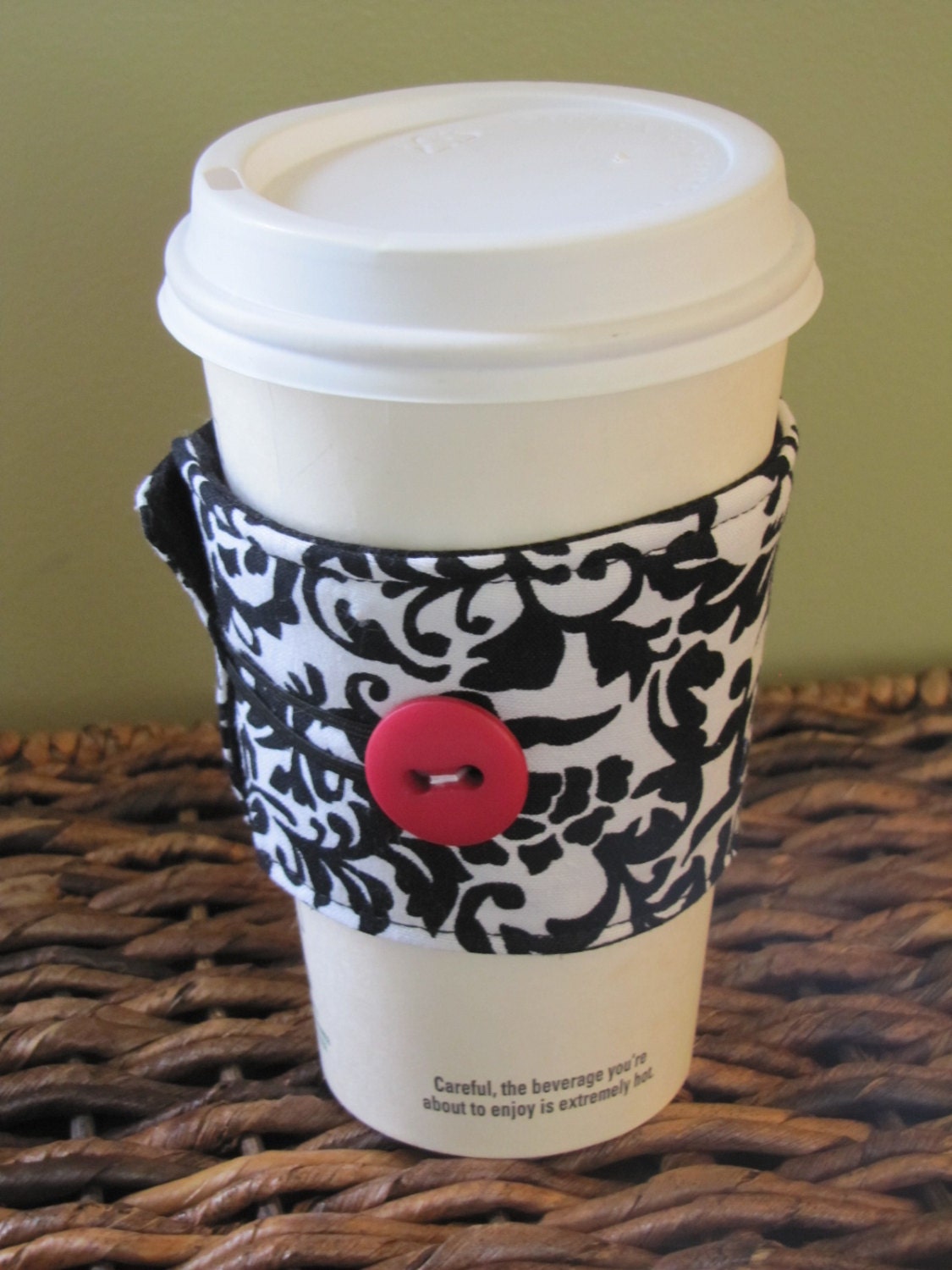 Black Damask Coffee Sleeve Cup Cozy