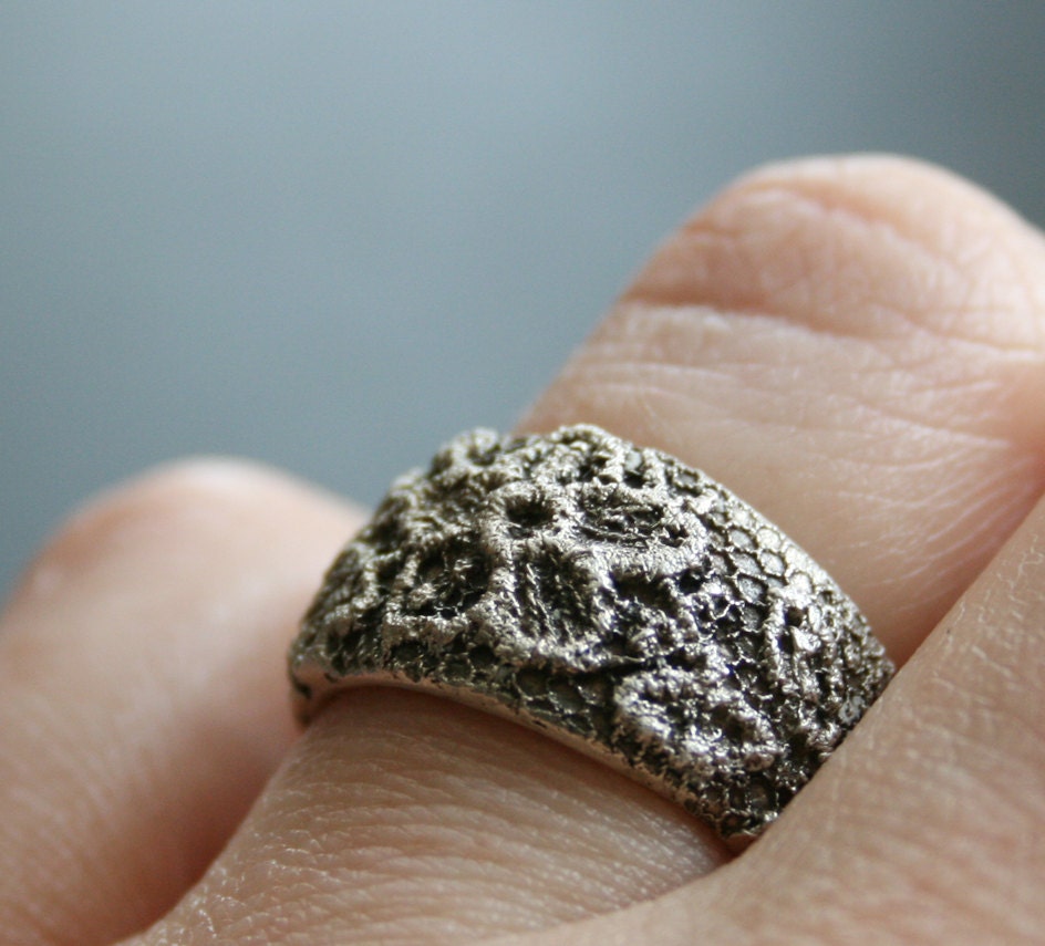 Lacey no 16 - solid sterling silver lace ring -  size 8 1/2  or made to order in your size