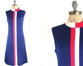 60s Blue Dress . Twiggy Style Mod Retro . Small