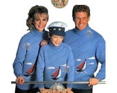 Vintage Sailboat Turtleneck Sweater Knitting Pattern - Women Men Children - PDF Email Delivery - PrettyPatternsPlease