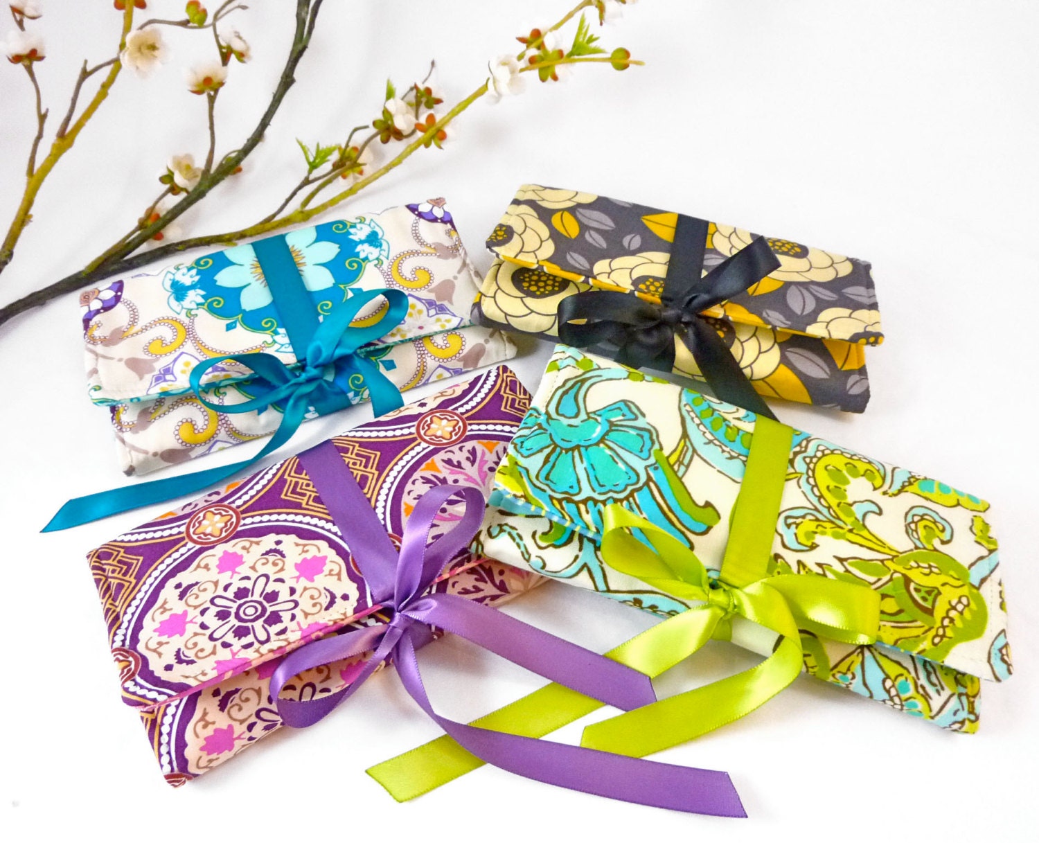 Set of 4 Jewelry Rolls -  Design Your Own Custom Gift or Bridesmaid Set