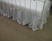 READY TO SHIP-Bright White Washed Linen Crib Skirt