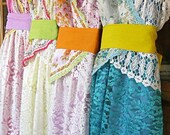 Vintage hankie dress, Prairie Flower bridesmaid dress, eco, barn, rustic, country wedding, vintage wedding, mismatch, made to order