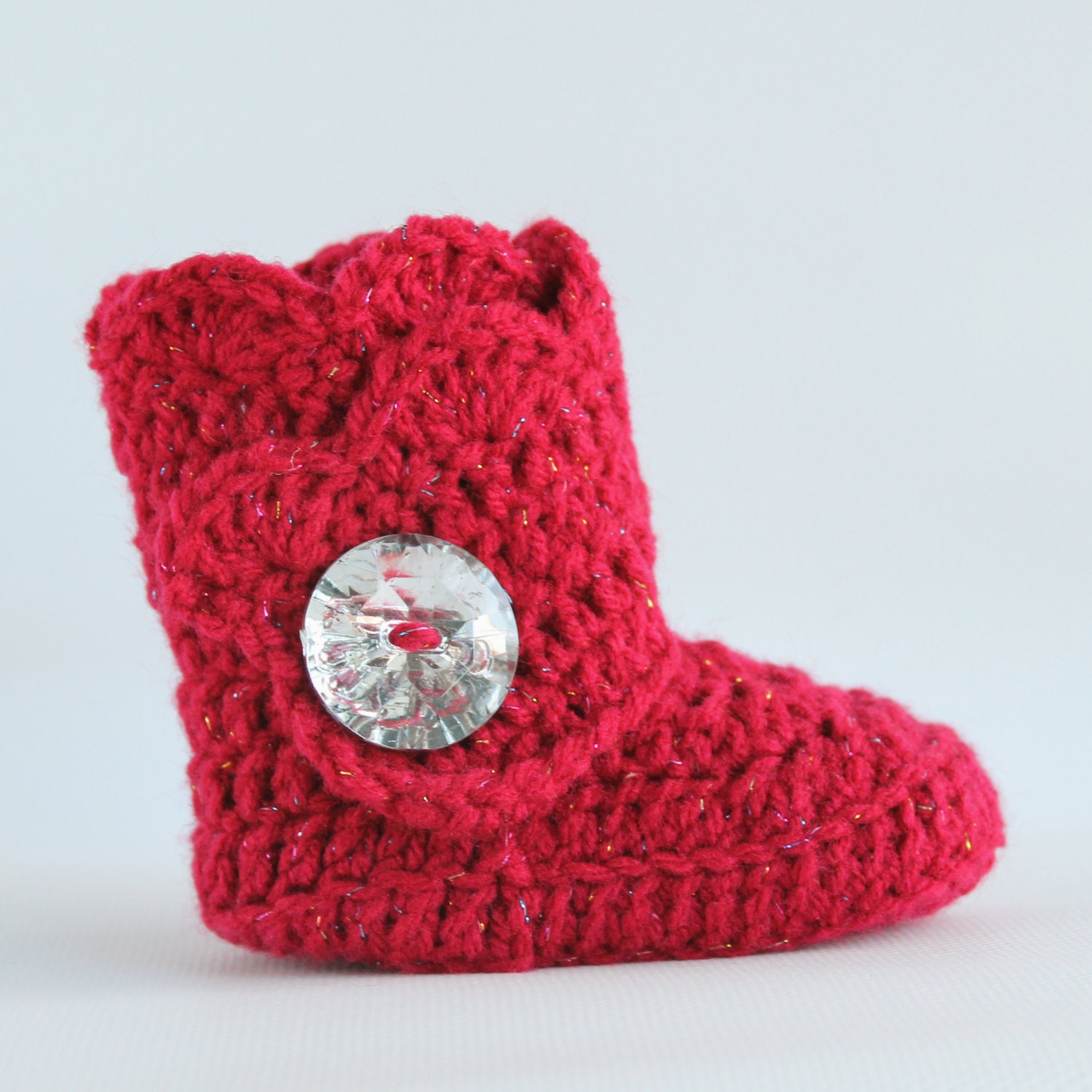 Red Sparkle Infant Crochet Scallop Wrap Boots- Choose your Size