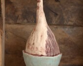 Rustic earthy porcelain vase .  Pale aqua, ivory and russet brown.  Home decor
