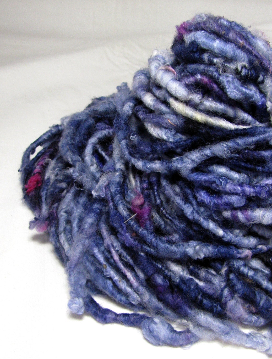 Handspun Art Yarn Corespun Uncarded Maco Merino 'Fruit of the Vine'