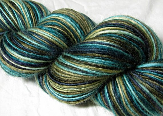 Handspun Yarn Gently Thick and Thin Single Blue Faced Leicester 'The Bird Girl'