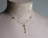 14K Solid Gold Pearl Necklace Vintage Bridal Fine Jewelry Pendant Filigree Beads White Pearls