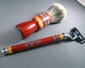 Personalized engraving Mach 3 shaving kit razor brush badger hair  steampunk wood men's gifts birthday father's day Gillette CUSTOM ORDER