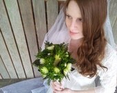 Woodland Wedding Bouquet and Boutonniere  - Rustic Moss Flower Brooch Green Natural Dried Forest Lace Vintage Button Pearl Spring Summer