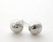 Large Hammered Ball Studs -- sterling silver ball earrings 8mm . handmade jewelry by MoshPoshDesigns