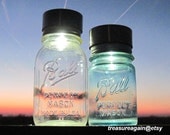2 Mason Jar Solar Light Lids Outdoor Garden Decor Mason Jar Lights, Handmade Upcycled Silver Solar Mason Jar Lid Only, No Jars
