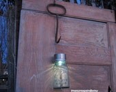 Recycled Garden Solar Light Rustic Hay Hook Garden Decor Mason Jar Solar Light Upcycled Gardening Tools Ball Jar Solar Lantern