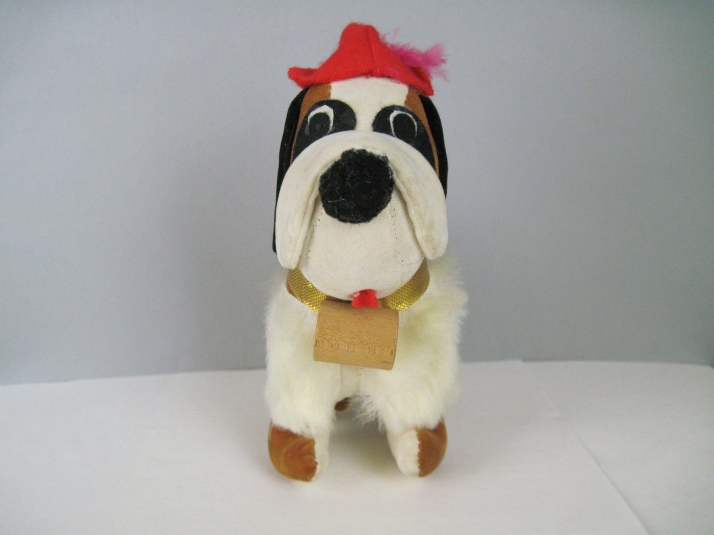 1960s Saint Bernard Dog  -vintage  Jay Bee , Joseph Boxer toy - velveteen doll