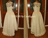 Stunning Custom made1950s Insp Grace Audrey Eyelash Cotton Lace Illusion Scalloped dip Basque waist skirt Coutre Wedding Bridal Event Dress